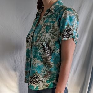 💙 Teal/Aqua Floral Hawaiian Shirt